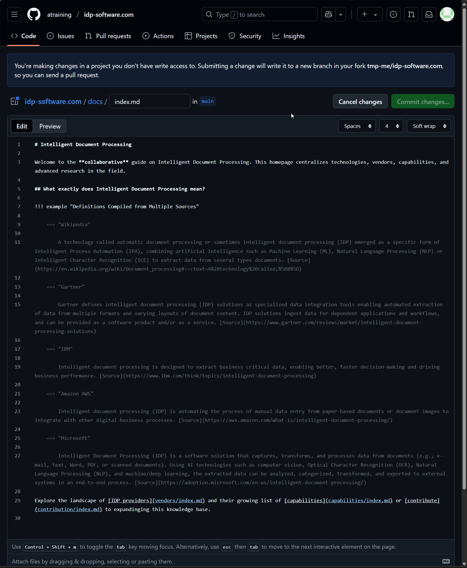 Edit File in Forked Repository