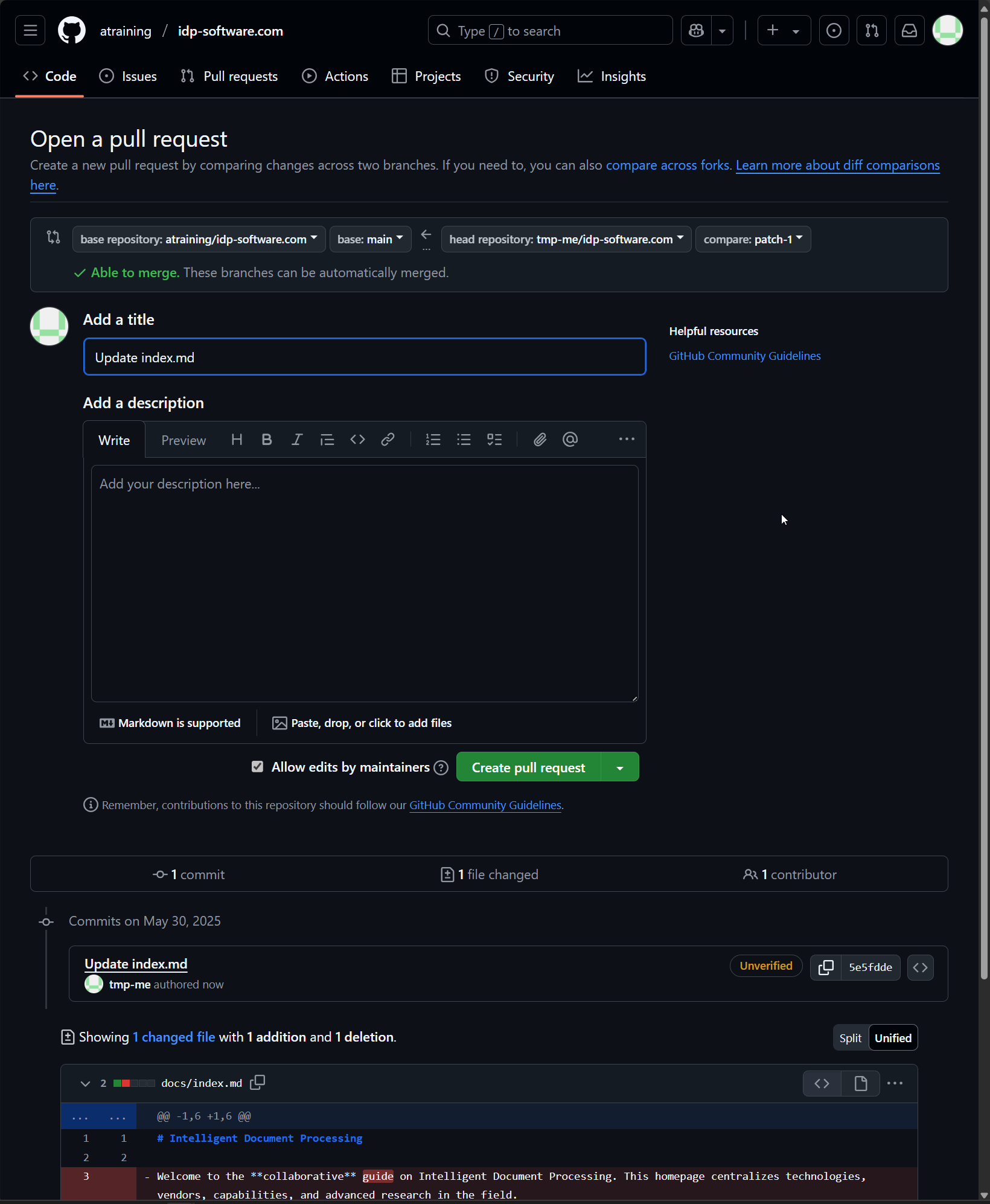 Name the Pull Request